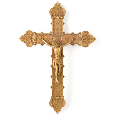 Catholic Crucifix Wall Cross, 12"H Jesus Christ Religious Home Decor,(Gold)