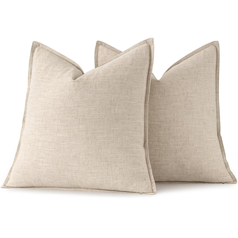 Housses de coussin décoratives en lin 18 x 18 pouces, Beige