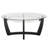 Wexford Collection Modern Oval Glass Top Coffee Table with Metal Base – Industrial Living Room Accent Table, Minimalist Contemporary Design, Sturdy and Stylish Center Table