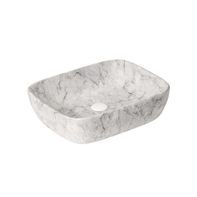 19'' Bathroom Ceramic Sink Without Cabinet, Volakas Marble