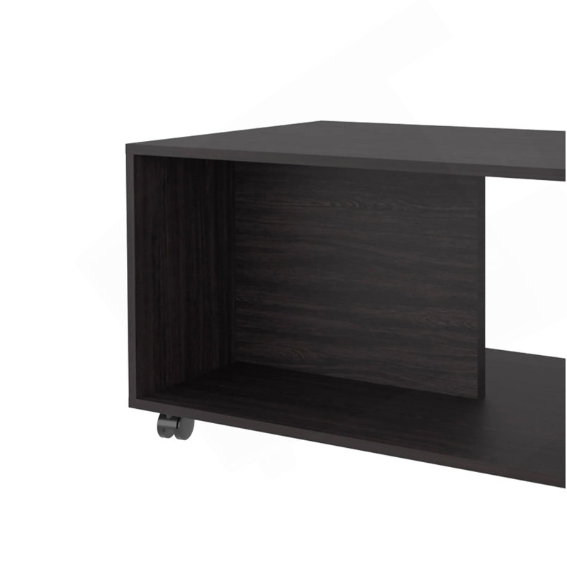 Table basse avec rangement ouvert et roulettes Wengue