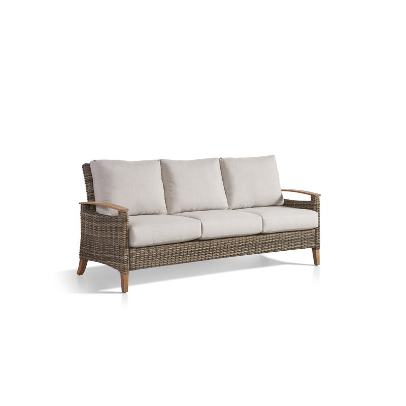 Courson 74'' Wide Premium All-Weather Wicker Patio Sofa with Cushions, Cast Slate Sunbrella® Plainweave