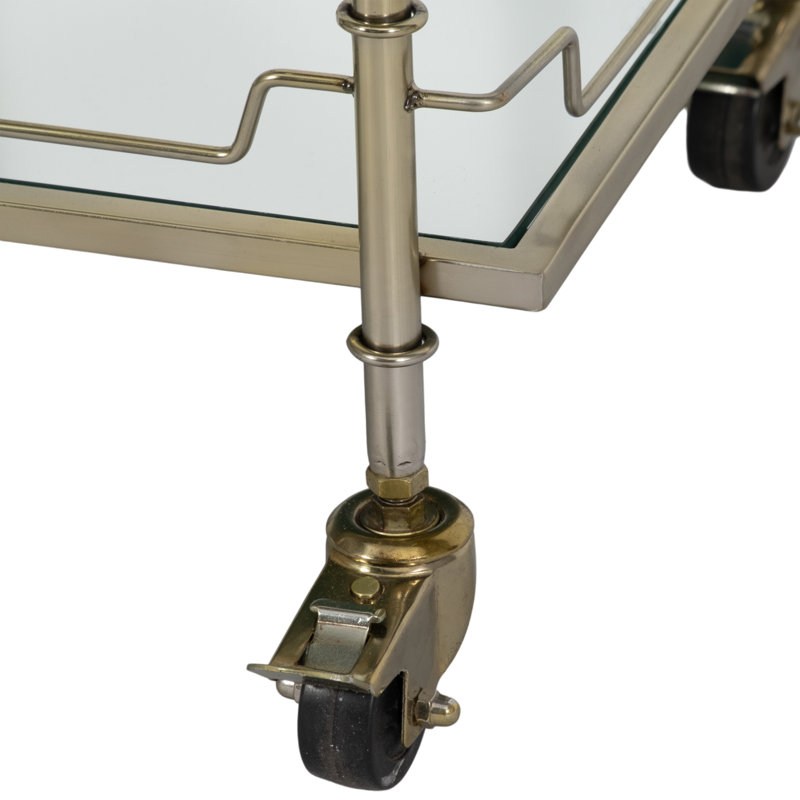 Two Tier 30"H Rolling Bar Cart, Rectangle, Gold