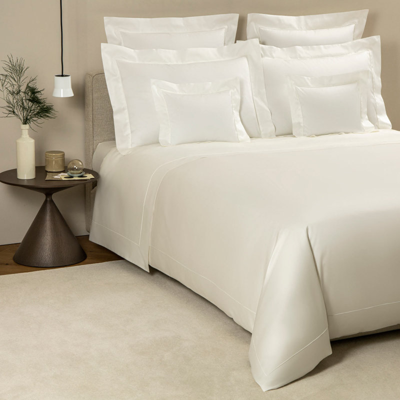 Grace Sateen Duvet Cover, Queen Duvet Cover, Milk