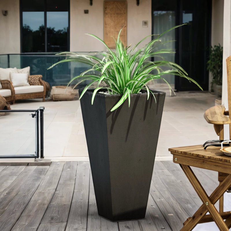 Modern Mgo Plant Pot, Black, 28.50" H x 13" W x 13" D