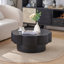 Table basse 31,50 "en forme de fleur moderne, table basse en forme de fleur de prunier avec rangement - placage en bois naturel, pour salon, appartement, bureau, assemblage facile, noir-362135951