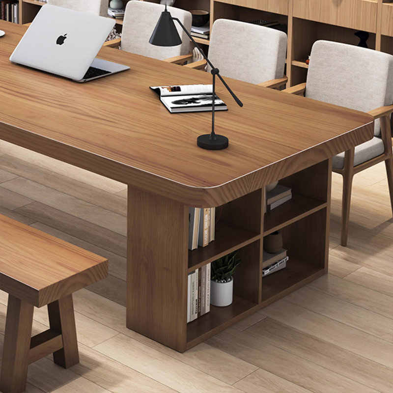 Bureau rectangulaire en bois massif brun noisette, H 29,53 po x l 62,99 po x P 27,56 po