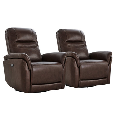 Avin Martina Genuine Leather Swivel Gliding Power Recliner(Set of 2)