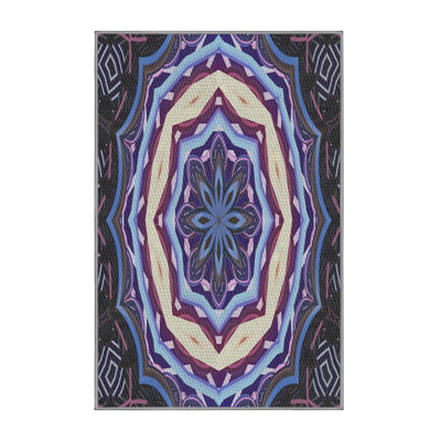 Laine abstraite faite à la machine et polyester noir/bleu/beige Tapis décoratif