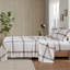 Ensemble de 4 draps pour grand lit écossais brun clair-117539341