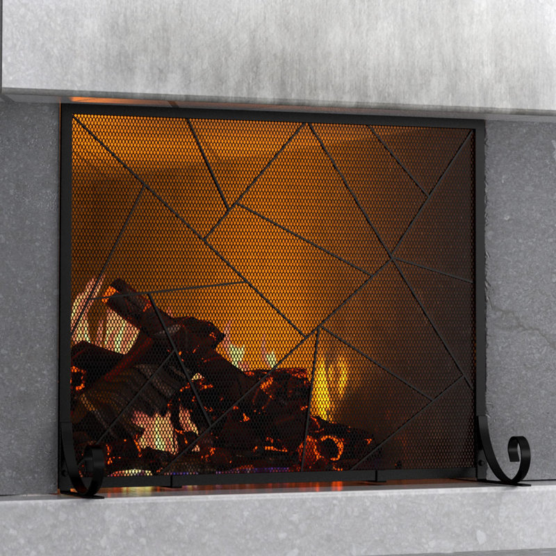 Iron Geometric Fireplace Screen