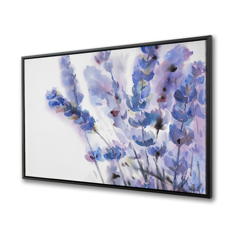 Aquarelle fleurs de lavande - Toile encadrée