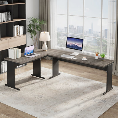 83" Modern L-Shaped Executive Desk With Reversible Design, Home Office Corner Workstation