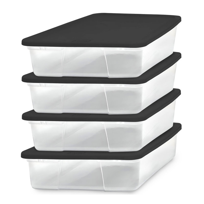 Ensemble de bacs de rangement en plastique, Noir, noir, noir, noir