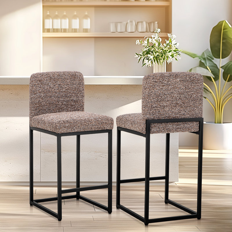 Mixed Color Chenille Bar Stool For Smart Life Set of 2, Brown