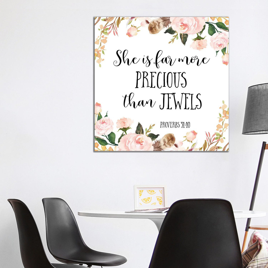 She Is Far More Precious Than Jewels, Proverbs 3:15 - Print on Canvas