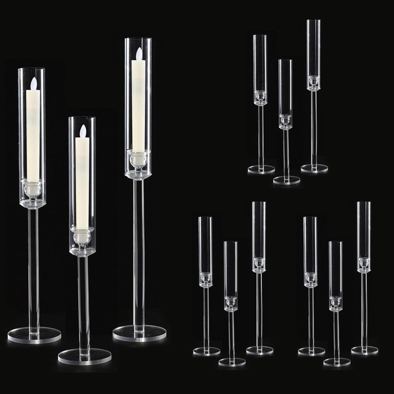 12Pcs Clear Acrylic Taper Candle Holders for Wedding Table Centerpiece, 12