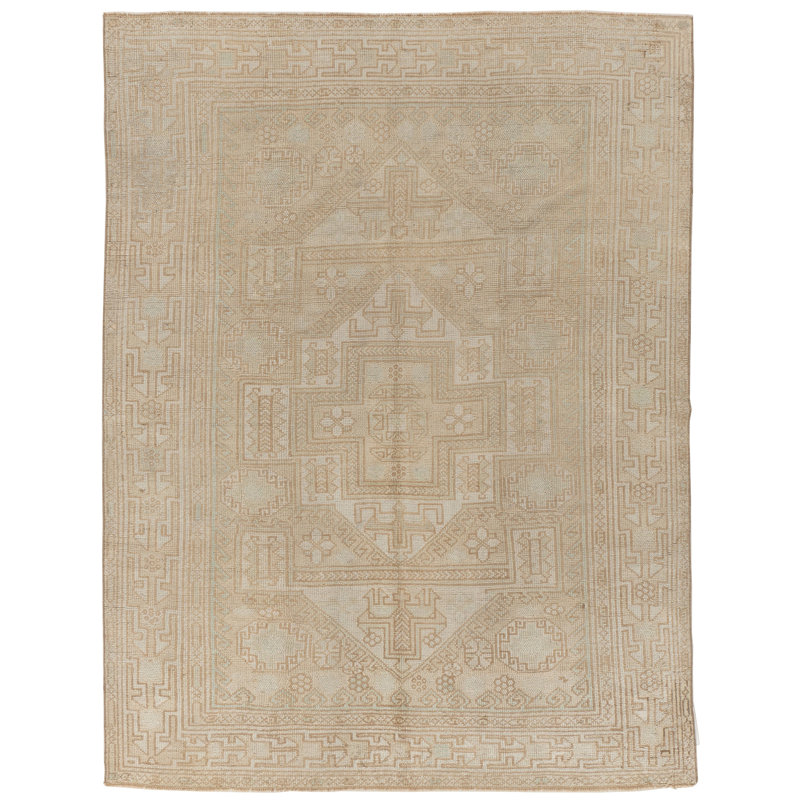One-of-a-Kind 5'9 X 7'5 1940s Wool Area Rug Ivory/beige/taupe/pale Tan