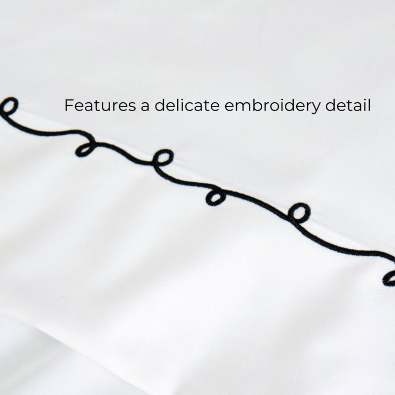 Swirl Scribble Embroidery Sheet Set, Black, King
