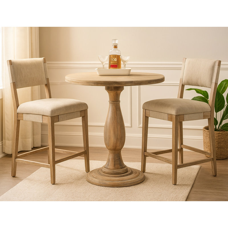 Ensemble de table de comptoir 36 "avec 2 chaises de bar Clara en lin beige Darlo