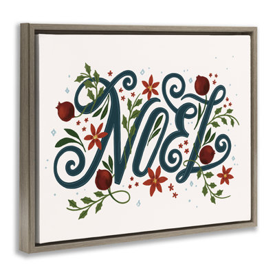 «Noel with Rustic Winter Botanicals», art mural encadré sur toile flottante, design par Loni Harris