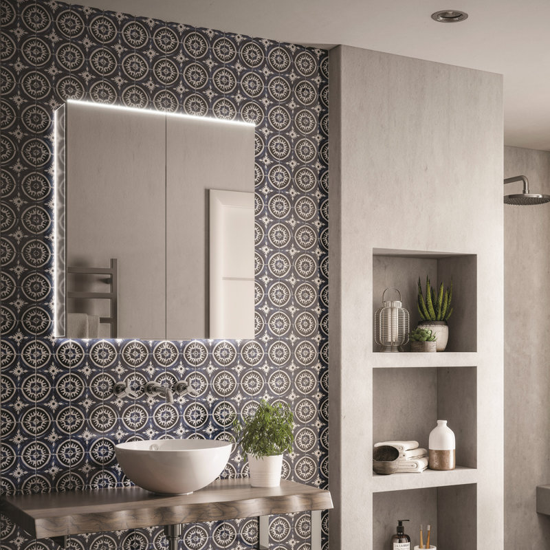 Ether Surface Mirrored Bathroom Cabinets with Mirror and 6 Adjustable Shelves, 70cm H x 80cm W x 12.2cm D, Horizontal