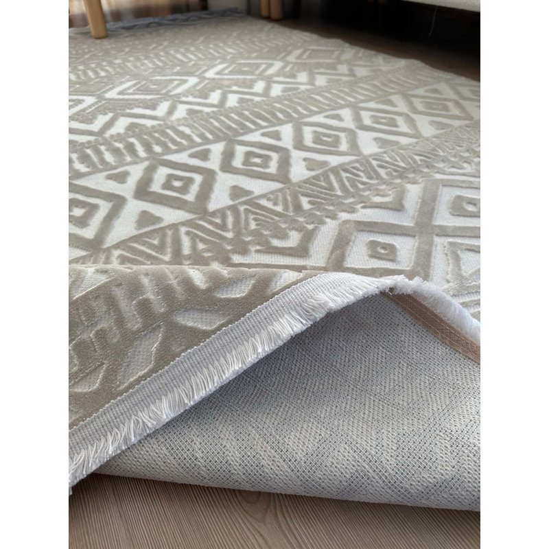 Tapis en coton Tilina avec envers antidérapant, Carré 6 pi 7 po