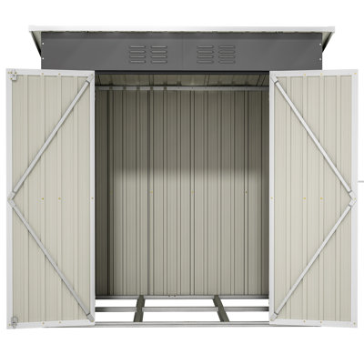 6'X4' Outdoor Metal Storage Shelter With Lockable Door In Gray. Responds To Requirements Of Garden Tools, Pets & Storage. Simple Setup, Construction. 73" High Door, Suits Demands
