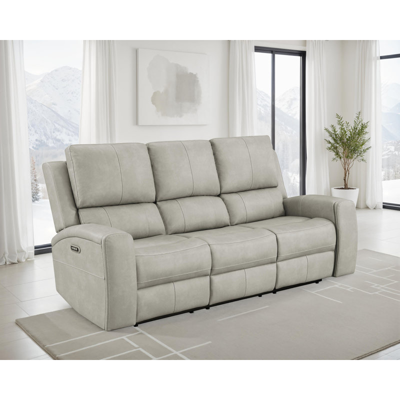 Brickston Triple Power Reclining Sofa Grey, Gray