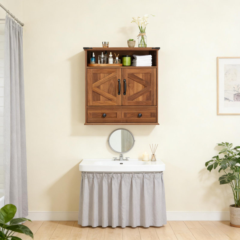 Rangement mural de style maison de campagne pour la salle de bain, la cuisine, la buanderie et le vestibule, Brun