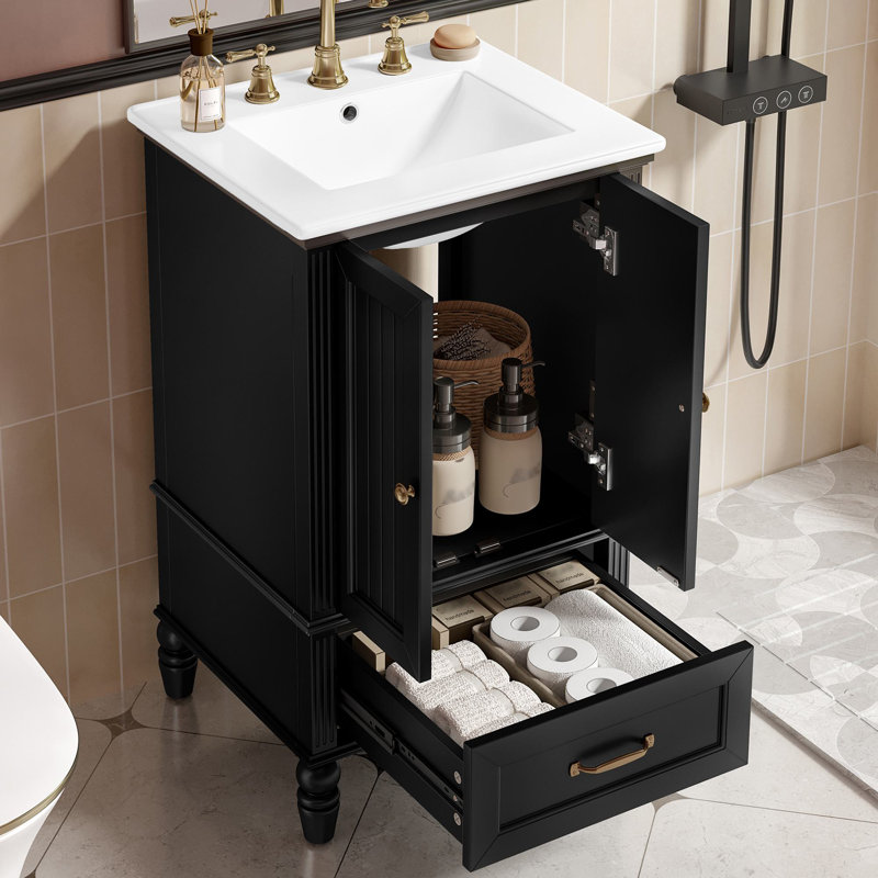 Ensemble de meuble-lavabo simple 20 po Antonanzas, Noir