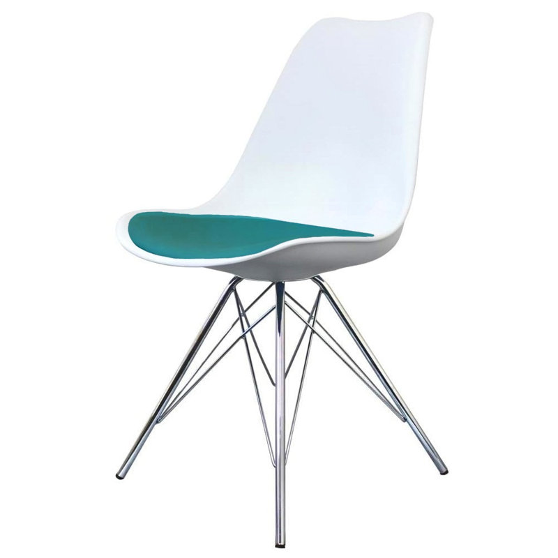 Topeka 45 cm H Side Chair, White/Teal