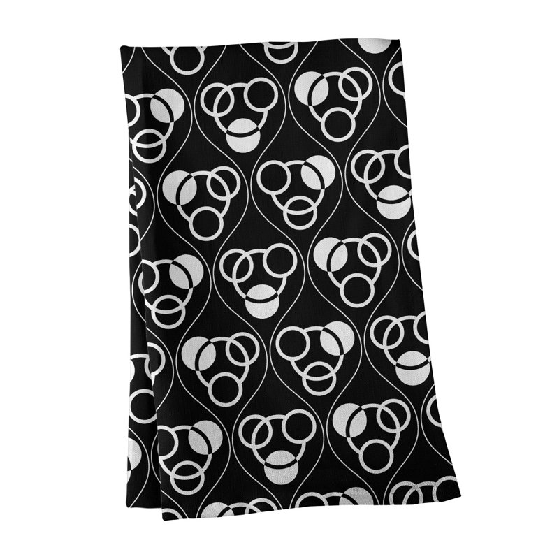 Torchon Circles and Waves, Noir/blanc, Polyester sergé