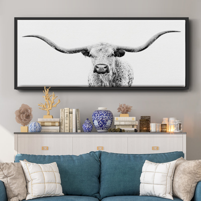 «Longhorn Gaze», toile encadrée