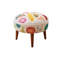 Tabouret d'appoint à motif en coton blanc 21 x 18 po Suzani