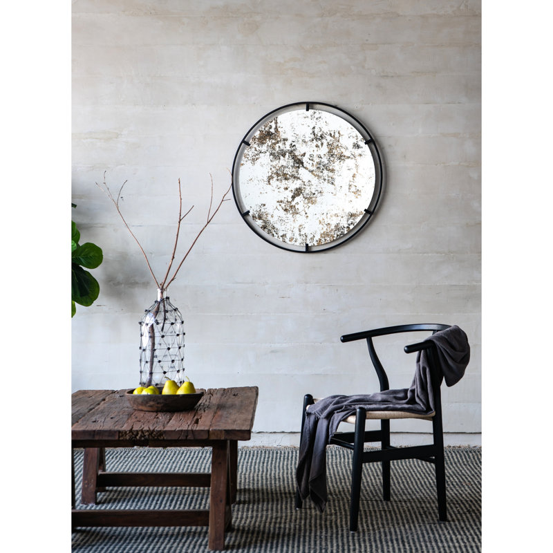 Miroir industriel mural en métal - 31,5 x 0,7 x 31,5 po, noir, 15,8 lb