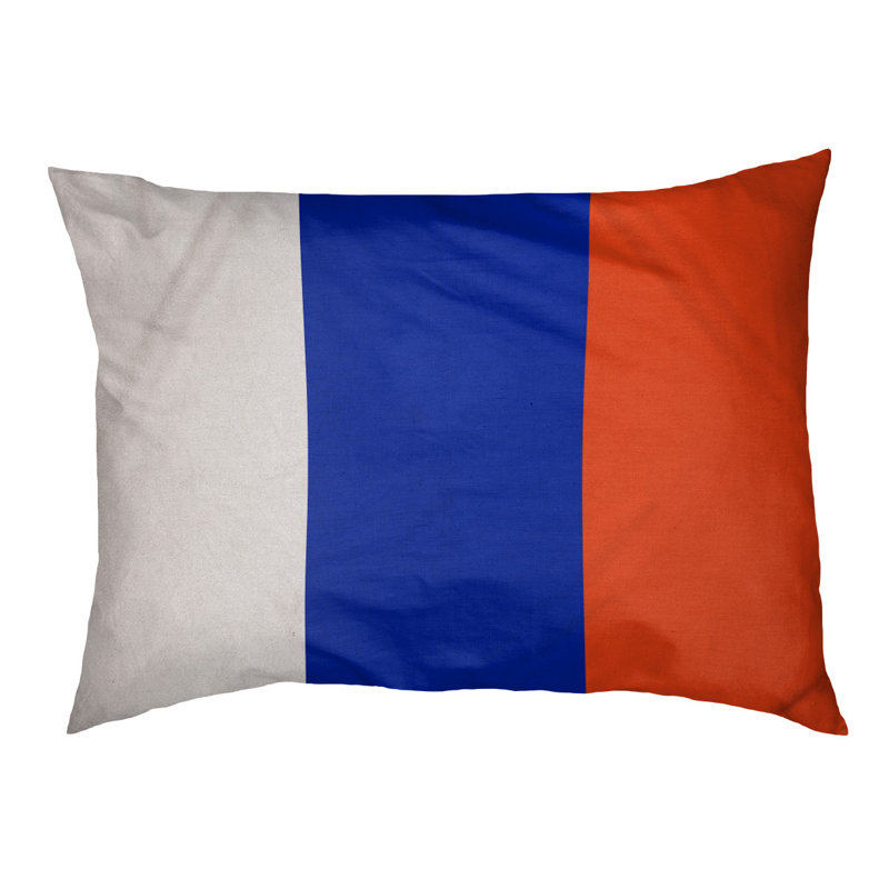 Coussin Atlanta, Petit (l 28 po x P 18 po x H 6 po), White/Blue/Orange