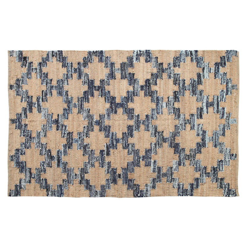 Tapis bleu/beige noué la 6 pi x 9 pi one-of-kind diamond Annalee