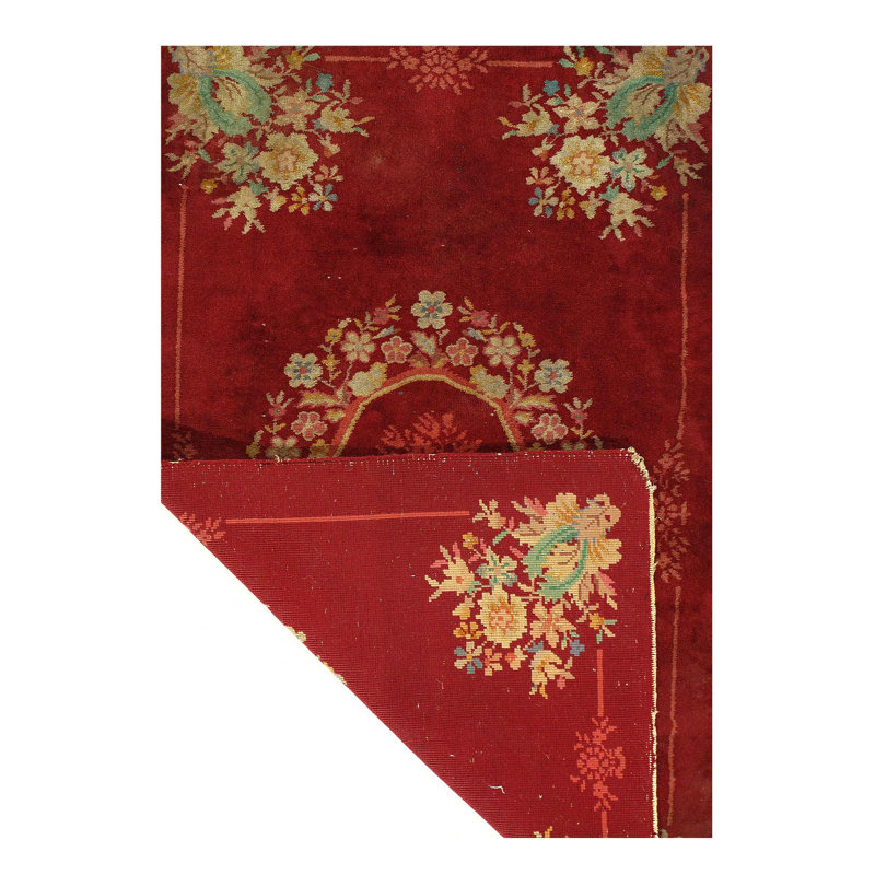 Nanfito Wool Oriental Area Rug in Red