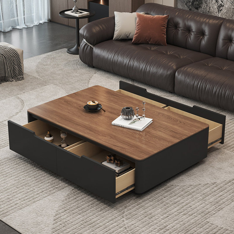 Table basse moderne en pierre, H 16,9 po x L 55,1 po x l 27,6 po, Noir