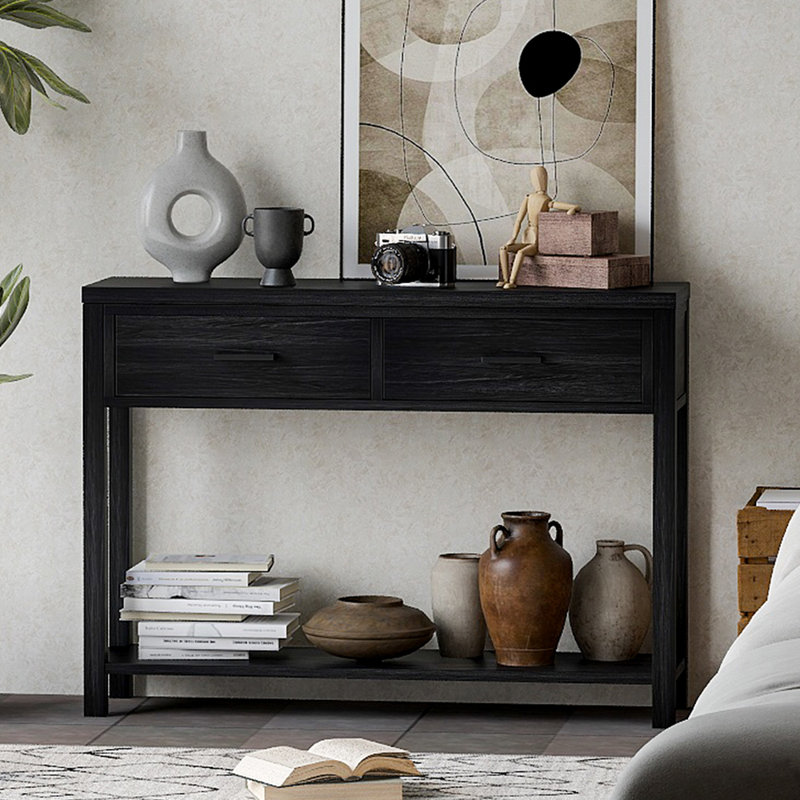 Simple retro rectangular console table, Black