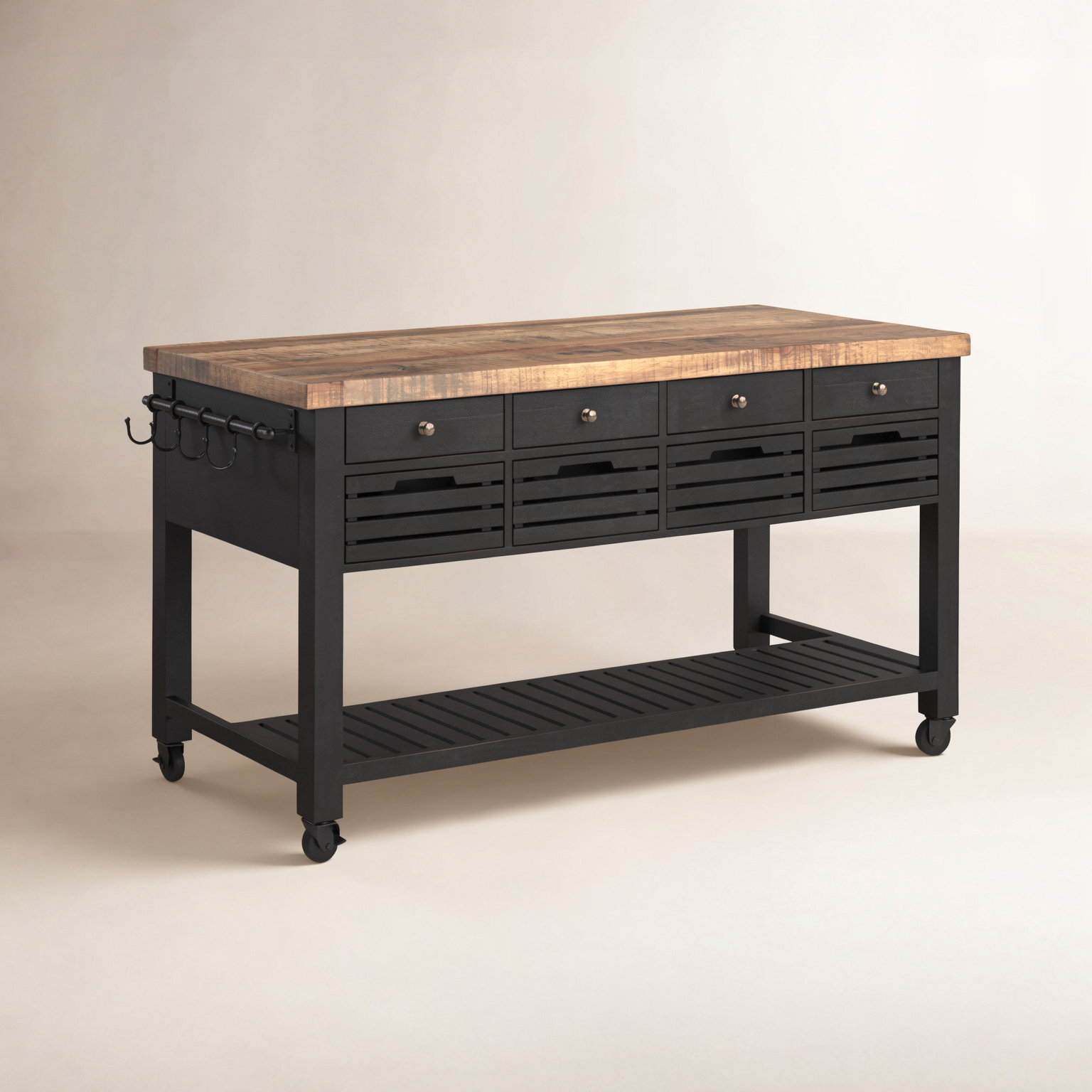 Glenwood Solid Wood Kitchen Island, Black