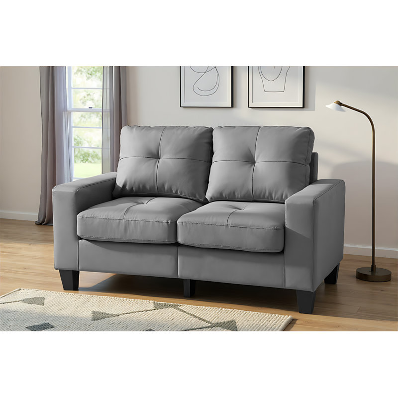 Sandusky Modular Loveseat in Gray Faux Leather