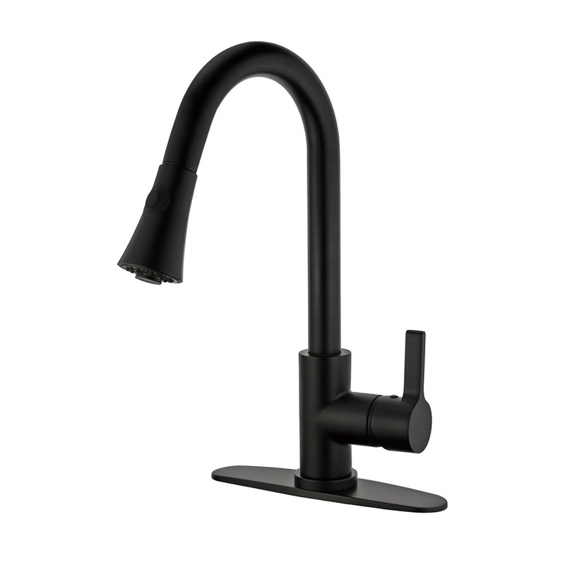 Kingston Brass Continental Single-Handle Pull-Down Kitchen Faucet, Matte Black