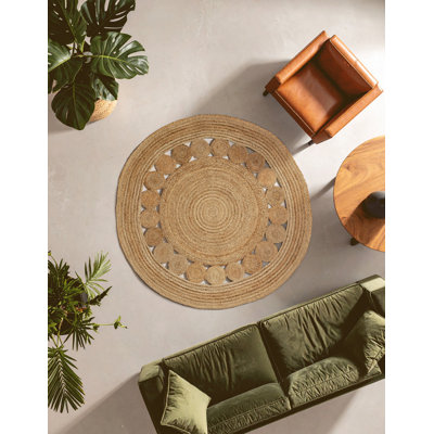 Round 152 cm x 152 cm Jute / Sisal Hand Tufted Area Rug