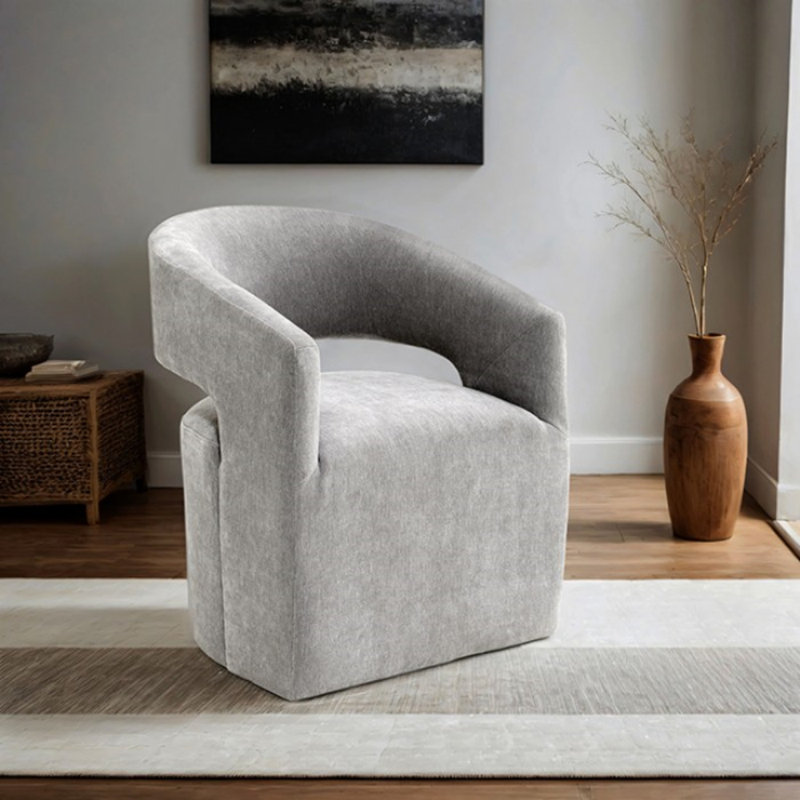 Chaise d'appoint à roulettes Maeve, Gris clair