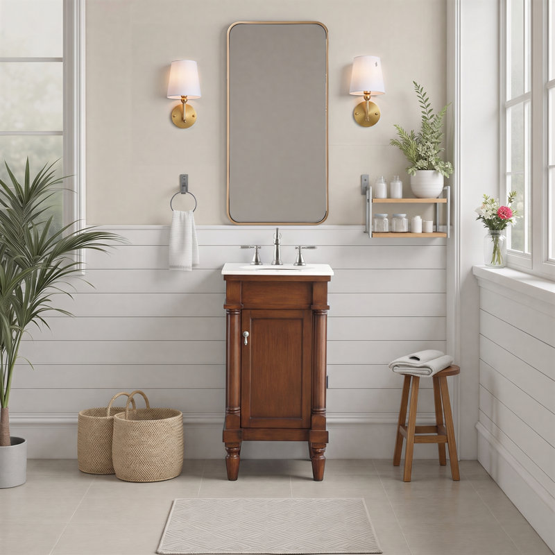 Ensemble de meuble-lavabo simple 18 po Lexington, Noyer, Blanc ivoire