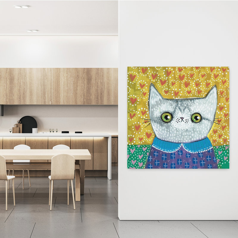 Art contemporain Kooky Cat II, H 48 po x l 48 po