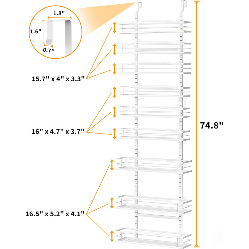 Door Spice Rack with Adjustable Racks