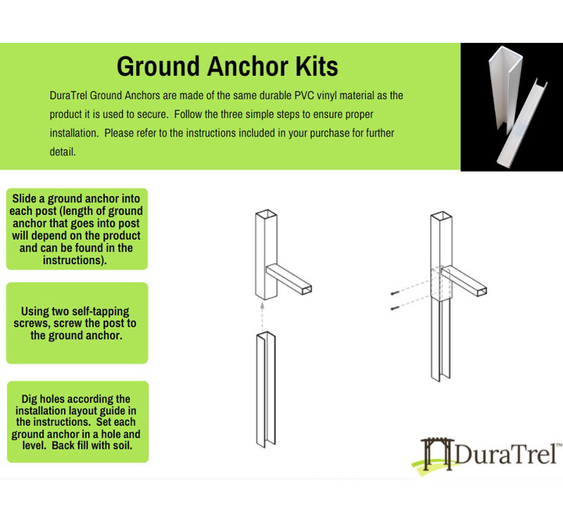 White Vinyl Grid-Style Outdoor Garden Arbor with Anchors